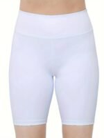 Solid Color High Waist Cropped Leggings, Versatile Skinny Stretchy Cropped Leggings For Summer, Women'S Clothing - Image 4