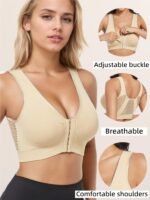Plus Size Solid Color Sports Bra, Wire-Free And Seamless Adjustable Bra, One-Piece Thin Sports Yoga Bra, Plus Size - Image 9