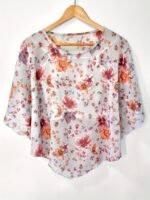 New Yi Bamboo Women'S Floral Print Asymmetrical Hem Sun-Protective Shirt - Lightweight Semi-Sheer Loose Fit Round Neck Beach Top For Spring/Summer, Machine Washable, Summer Outfit, Offshoulder Overlay, Elegant Design - Image 6