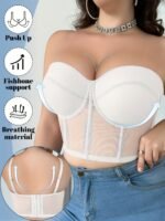 Plus Size Women'S Underwire Push-Up Strapless Bra - Adjustable Thin Cup Shaping Camisole With Breathable Support, Tummy Control & Waist Slimmer For Everyday Elegant Fit, Strapless Push Up Bra, Underwire Support, Durable Underwire - Image 10