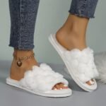 Women'S Argyle Fuzzy Slippers, All-Season Warm Indoor Home Slides, Comfortable Breathable Fabric House Shoes, Eva Sole, Hand Washable - Pink - Image 6