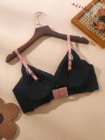 Love Women'S Wireless Bra No Underwire Anti-Sagging Removable Pads Medium Support Soft Pink Contrast Trim Comfort Sports Everyday Basic Bra - Image 5