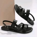 Women'S Adjustable Crisscross Strap Flat Sandals - Open-Toe Summer Beach Shoes With Buckle Closure, Soft Faux Cover & Tpr Sole, Black Casual Roman Sandals For Casual Attire, Strappy Sandals - Image 8