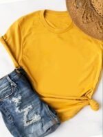 Solid Color Crew Neck T-Shirt, Casual Short Sleeve T-Shirt For Spring & Summer, Women'S Clothing - Image 3