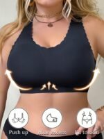 Plus Size Traceless Push Up And Anti-Sagging Wireless Bra Anti-Slip Bra Women Breast Holding Comfortable Breathable Top Truss Chest Pad Beauty Back Vest Women - Image 4