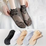5 Pairs Of Lace-Trimmed Women'S Socks For Spring And Summer, Featuring Short Mesh Socks With Large Roses, Lightweight Boat Socks For The Summer. - Image 4
