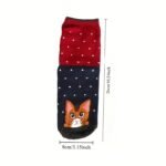 5 Pairs Of Women'S Cute Cartoon Cat And Dog Socks. Christmas Socks. Novel Socks. Adorable, Breathable, Comfortable, Fashionable, Versatile And Stretchy. A Gift For Women. - Image 9