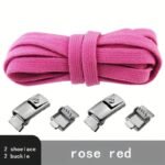 Casual Style Elastic Shoe Laces With Metal Buckles, 8Mm Spandex, Hand Washable, Hollow Detail, Woven Lightweight Solid Color Shoe Strings - 1 Pair - Image 14