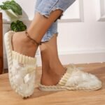 Cozy & Chic Women'S Winter Plush Slippers - Soft, Warm Indoor Comfort With Non-Slip Pvc Sole, Cream Cuff Detail, Hand Washable - Perfect For Home Relaxation - Image 23
