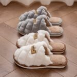 Women'S Plaid Color-Block Winter Slippers - Cozy Plush Faux Fur Lining, Non-Slip Pvc Sole, Soft Fabric Indoor House Shoes For Cold Floors, Grey & White Options, Cute Slippers, Plush Fur Interior, Durable Traction Footwear - Image 13