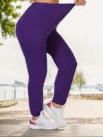Elegant Plus Size High-Stretch Leggings - Solid Color, Casual & Fashionable For Running And Casual Attire - Image 7