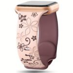 Women'S Floral Engraved For Apple Watch Band - Soft Silicone Sport Strap With Butterfly Clasp, Cute Flower Pattern Compatible With Series 1-10 & Ultra/Ultra 2/3/Se (38Mm-49Mm) - & Floral Design, Comfortable Durable Strap For Casual Attire - Image 18
