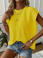 Women'S Sexy Semi-Sheer Summer Sweater Vest - Round Neck Sleeveless Light Blue Top, Hand Wash Only, Versatile Layering Piece For Casual To Dressy Outfits, Layering Fashion, Feminine Style, Fine - Image 7