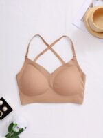 Multiple Methods Simple Solid Seamless Bra, Comfy & Breathable Backless Push Up Removable Padded Bra, Women'S Lingerie & Underwear - Image 5