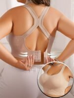 Plus Size Women'S S Bra With Removable Pads - Breathable Anti-Sagging Wire-Free Design For Yoga - 10 Colors Available, Accessory, Racerback Style, Adjustable Straps, Medium Elasticity, Top, Seamless Style, Durable Construction, Lifestyle - Image 10