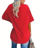 Plus Size, Cross-Border European And American Women'S Spring/Summer New Loose Fit Half-Sleeve Waist-Tied Top - Image 8