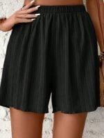 Women'S Plus Size Casual Wide-Leg Shorts Solid Green - Lightweight Polyester, Elastic Waistband, Perfect For Spring/Summer Vacations - Image 9