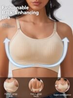 Seamless & Wireless Women'S Bralette - Deep U-Neck, Backless Design With Removable Pads, Comfort Fit For Casual Attire - Image 2