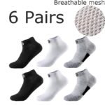 6/12 Pairs Men'S Soft Breathable Athletic Socks - Geometric Pattern, Low-Cut Design For Basketball & Football, Comfortable Polyester Blend, Black & White Options, Sports Socks, Sporty Style, Durable Knit - Image 14