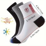 5 Pairs Men'S Athletic Crew Socks, Moisture-Wicking Knit Fabric, Solid Color, Polyester 75%, Spandex 25%, With Embroidered Badge, For Hand Wash Only, Sweat-Resistant - Image 2