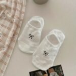 5 Pairs Women'S Ankle Socks With Cute Bow Detail - Breathable Lightweight No-Show Boat Socks For Casual & Athletic Wear, Assorted Neutral Colors, Machine Washable, Soft Fabric - Image 6