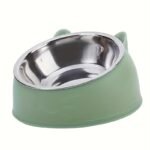 1Pc Elevated Stainless Steel Cat Bowl, 2-In-1 Inclined Food & Water Dish With Cute Ear Stand, Neck Protection Design For Cats - Available In White, Black, And Gray - Image 5