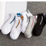 5-Pack Men'S Low-Cut Athletic No-Show Socks - Breathable Moisture-Wicking Ankle Socks With Arch & Sporty Logo (White/Black) - Thin Cushioned For Gym,, - Multi-Color Options - Bulk Discount - Image 4