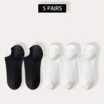 5 Pairs Unisex No-Show Socks - Breathable Sweat-Resistant Anti-Odor Invisible Invisible Socks For Men & Women, Solid Colors (Black, Pink, Grey, Beige, White) - Machine Washable Boat Socks For Casual & Formal Wear - Image 22