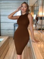 Solid Color Crew Neck Dress, Elegant Sleeveless Dress For Spring & Summer, Women'S Clothing - Image 9