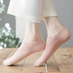 5-Pack Women'S Elegant Invisible No-Show Ankle Socks - Soft Polyester Blend, Seamless Comfort, All-Season Wear, Assorted Neutral Colors (White, Light Blue, Pink, Grey, Black), Cute Socks, Casual Footwear, Minimalist Design, Comfortable Wear - Image 2
