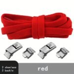 Casual Style Elastic Shoe Laces With Metal Buckles, 8Mm Spandex, Hand Washable, Hollow Detail, Woven Lightweight Solid Color Shoe Strings - 1 Pair - Image 11