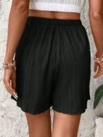 Women'S Plus Size Casual Wide-Leg Shorts Solid Green - Lightweight Polyester, Elastic Waistband, Perfect For Spring/Summer Vacations - Image 5