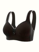 Elegant Women'S Push-Up Bra - Comfortable, Wireless, Full Coverage With Decorative Bow Detail, Non-See-Through Nylon Blend, Ideal For Mature Ladies, Supportive Lingerie|Elegant Balconette Bra|Nylon Blend Fabric - Image 3