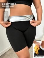 Women'S High-Waisted Yoga Shorts With Waist Trimmer Technology - Sweat-Wicking 95% Polyester 5% Spandex, Tummy Control Workout Shorts For Running, Gym & Exercise - Black - Image 5