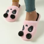 Cute Panda Cartoon Plush Slippers For Women - Cozy Winter Indoor House Shoes With Soft Fabric Upper, Warm Lining & Durable Tpr Sole, Black & White Animal Design, Cute Slippers - Image 9