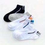 5-Pack Men'S Low-Cut Athletic No-Show Socks - Breathable Moisture-Wicking Ankle Socks With Arch & Sporty Logo (White/Black) - Thin Cushioned For Gym,, - Multi-Color Options - Bulk Discount - Image 10