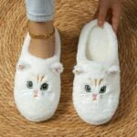 Cozy & Cute Cartoon Cat Eyes Winter Plush Slippers - Soft Sole, Fluffy Indoor Home Shoes With Tpr Material, Hand Washable - Perfect For Cold Weather, Comfort Slippers|Cute Animal Slippers|Hand Washable Footwear, House Slippers - Image 3