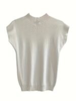 Women'S Stretchy Sleeveless Top - Elegant Round Neck Casual Shirt, Solid Color High Elasticity Blouse For Spring Summer Fall, Versatile For Casual Outings & Semi-Formal Events, Vacation Clothing, Simple Stylish Top, Comfortable Fit - Image 9