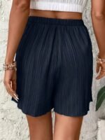 Women'S Plus Size Casual Wide-Leg Shorts Solid Green - Lightweight Polyester, Elastic Waistband, Perfect For Spring/Summer Vacations - Image 7