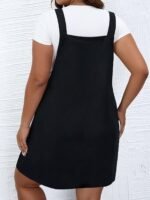 Plus Size Women'S Elegant Square Neck Dress - Stretchy Sleeveless Midi Dress With Pockets, Machine Washable Solid Color For Spring Summer Fall Casual & Semi-Formal Wear, Dress, Medium Elasticity - Image 2