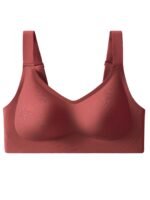 Seamless Cozy Women'S Wireless Bra - Full Coverage, High Support, Removable Pads, Nylon And Spandex Blend, Opaque - Available In Black, Beige, And Burgundy - Image 4