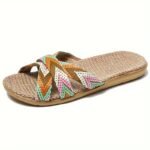 Women'S Striped Linen Slippers - Summer Fashion, Comfortable Indoor/Outdoor Flats With Eva Sole, 515 - Image 5