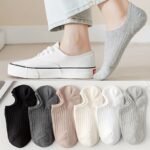 5 Pairs Unisex No-Show Socks - Breathable Sweat-Resistant Anti-Odor Invisible Invisible Socks For Men & Women, Solid Colors (Black, Pink, Grey, Beige, White) - Machine Washable Boat Socks For Casual & Formal Wear
