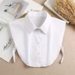 1Pc Removable Striped Collar Shirt Vest, Pointed Collar, Anti-Exposure, Versatile Decorative, Casual Spring/Summer/Autumn/Winter, Women'S Fashion, Polyester Fabric, Machine Washable, Knitted, Chest Pads Accessories