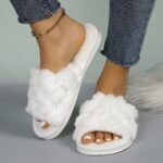 Women'S Argyle Fuzzy Slippers, All-Season Warm Indoor Home Slides, Comfortable Breathable Fabric House Shoes, Eva Sole, Hand Washable - Pink - Image 4