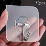 10/30/40/50/60/70/80/90/100Pcs Traceless Punch-Free Wall Hook, Mounted Plastic Hook Rack For Keys, Hats, Towels, Self-Adhesive Household Hook For Picture Hangers, Essential Storage Organization For Bathroom, Bedroom, Office, Kitchen, Wall Shelves - Image 5