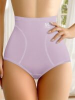 High-Waisted Tummy Control Seamless Women'S Panties, Triangle Cut, Comfortable Fit, Shaping And Lifting, Summer Thin Style, Black Color. - Image 9