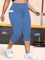 Plus Size High-Waisted Leopard Print Capri Pants With Side Pocket - Stretchy Casual Skinny Jeans For Spring/Summer/Fall, Casual Wear|Leopard Print Pants|Stretchy Fabric - Image 8