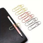 6Pcs Mixed Color Multifunctional Love Metal Pen Clip, Paper Clip With Pen Buckle, Journal Diary Accessories, Fixed Pen Clip, Pen Hanging - Image 4