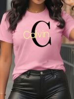 Elegant Print Tee - Women'S Round Neck Short Sleeve T-Shirt, Casual & Sporty, S-Xxl, Multiple Colors Available, Casual Wear | Elegant Print Tee | Comfortable Fit, Ladies T Shirts - Image 5